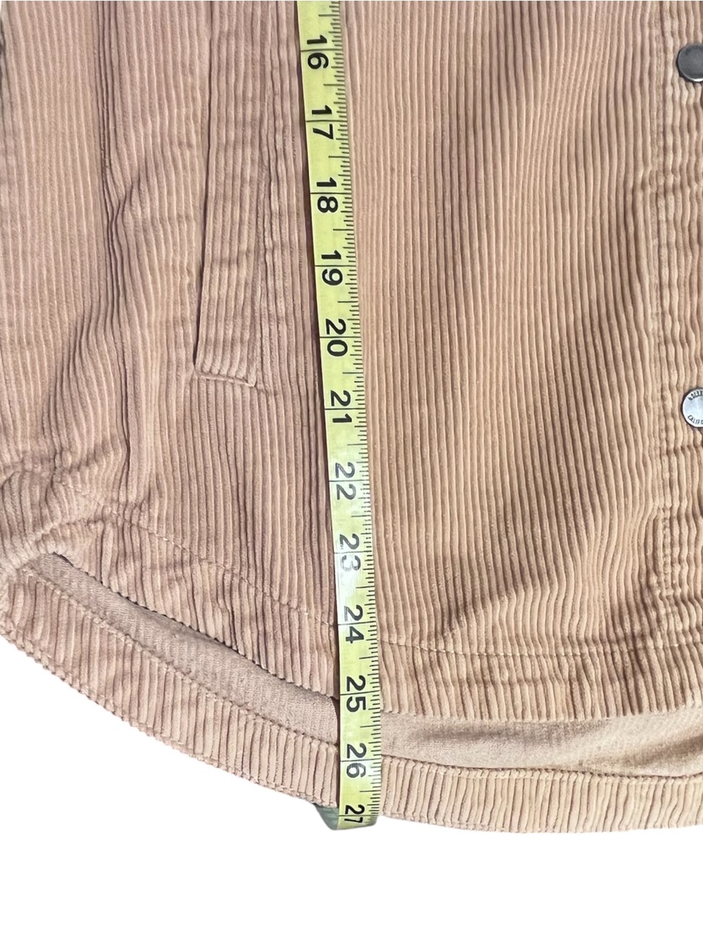 Hollister Hooded Corduroy Shacket Jacket Tan Snap Front Women’s Small - Picture 6 of 8